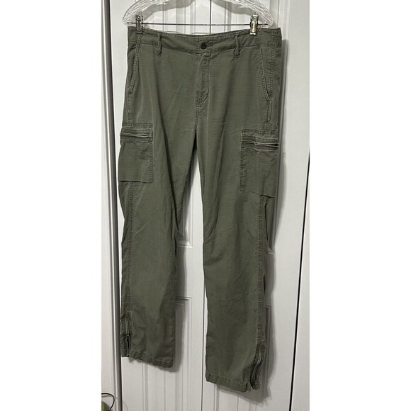 Vintage Polo Jeans Ralph Lauren Womens Pants 8 Army Green Cargo Zip Ankle